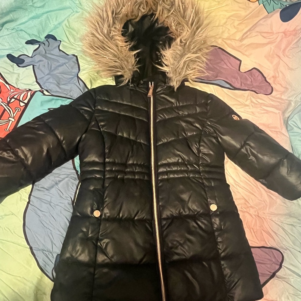 Michael Kors Black Puffer Jacket with Fur Hood